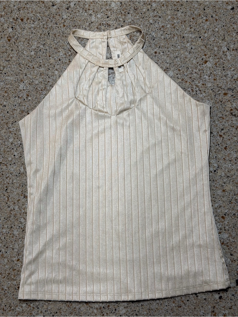 Rolla Coster Cream High-Neck Metallic-Striped Halter Cami